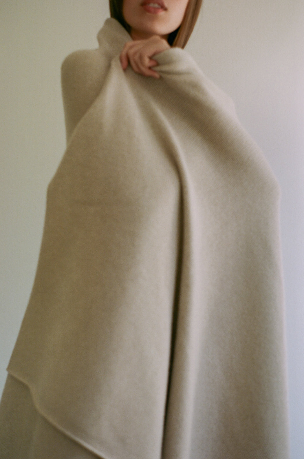 Italian Cashmere Jersey Knit Bedcover - Sand