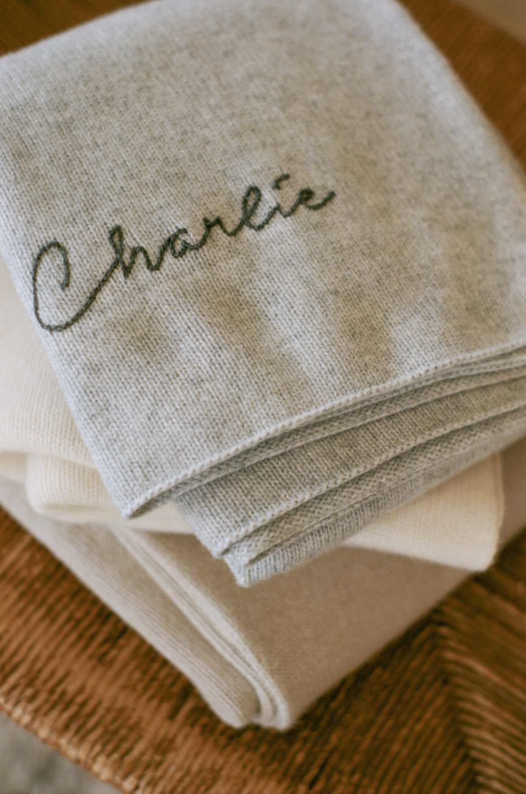 Italian Cashmere Jersey Knit Baby / Travel Blanket - Sand