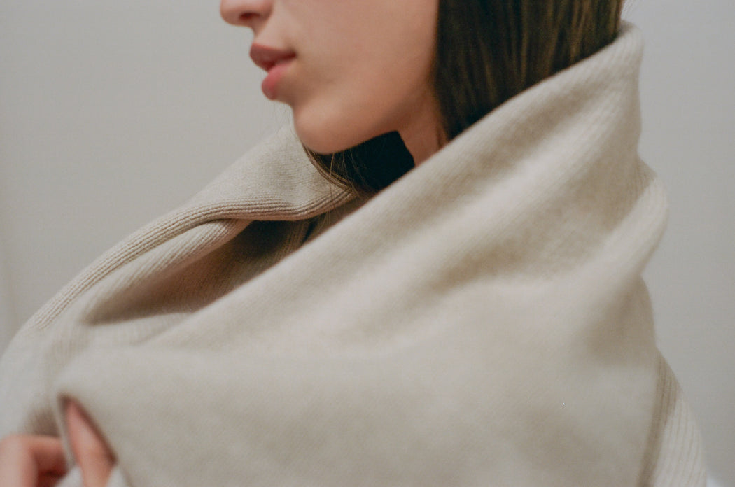 Italian Cashmere Jersey Knit Bedcover - Sand