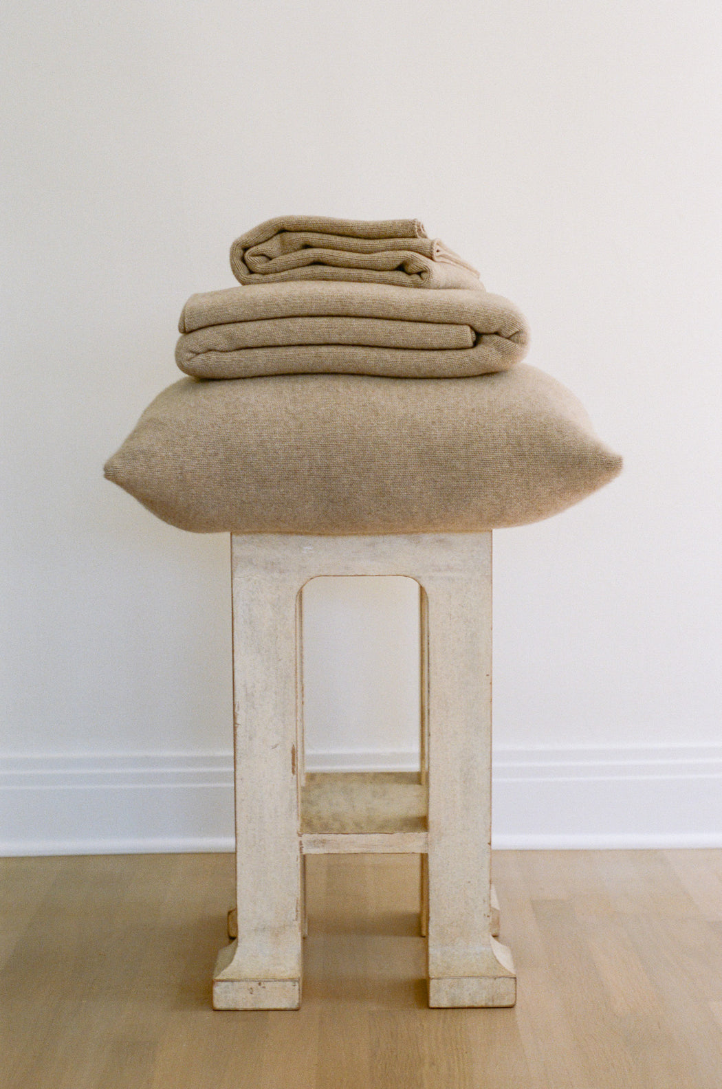 Italian Cashmere Jersey Knit Baby / Travel Blanket - Oat