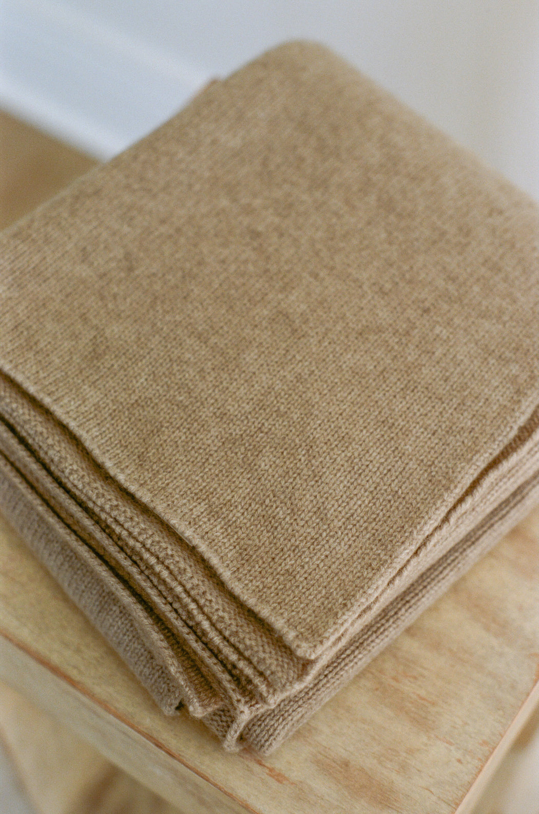 Italian Cashmere Jersey Knit Baby / Travel Blanket - Oat