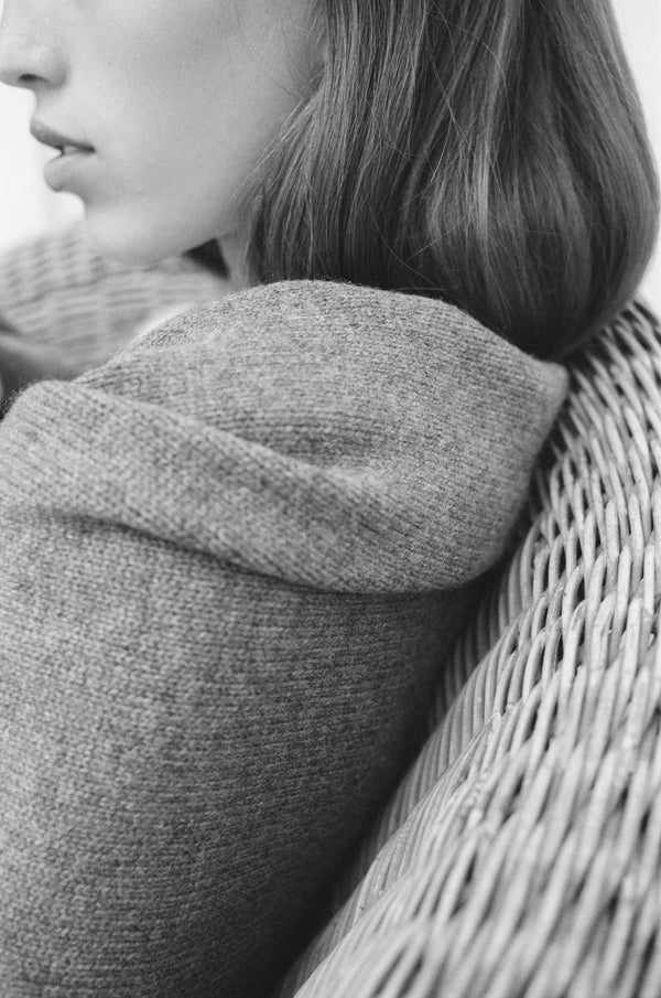 Italian Cashmere Jersey Knit Bedcover - Charcoal