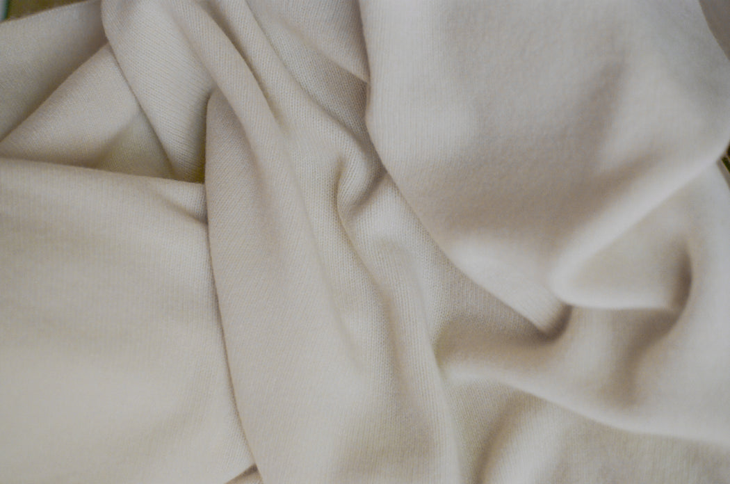 Oversized Italian Cashmere Jersey Knit Blanket - Cloud