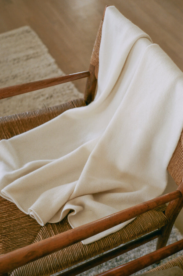 Italian Cashmere Jersey Knit Baby / Travel Blanket - Cloud