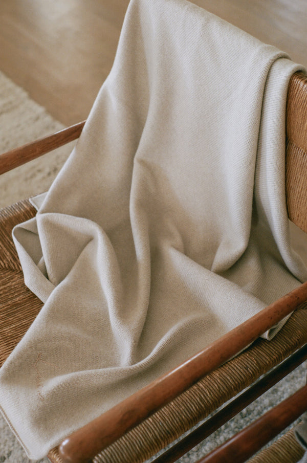 Italian Cashmere Jersey Knit Baby / Travel Blanket - Sand
