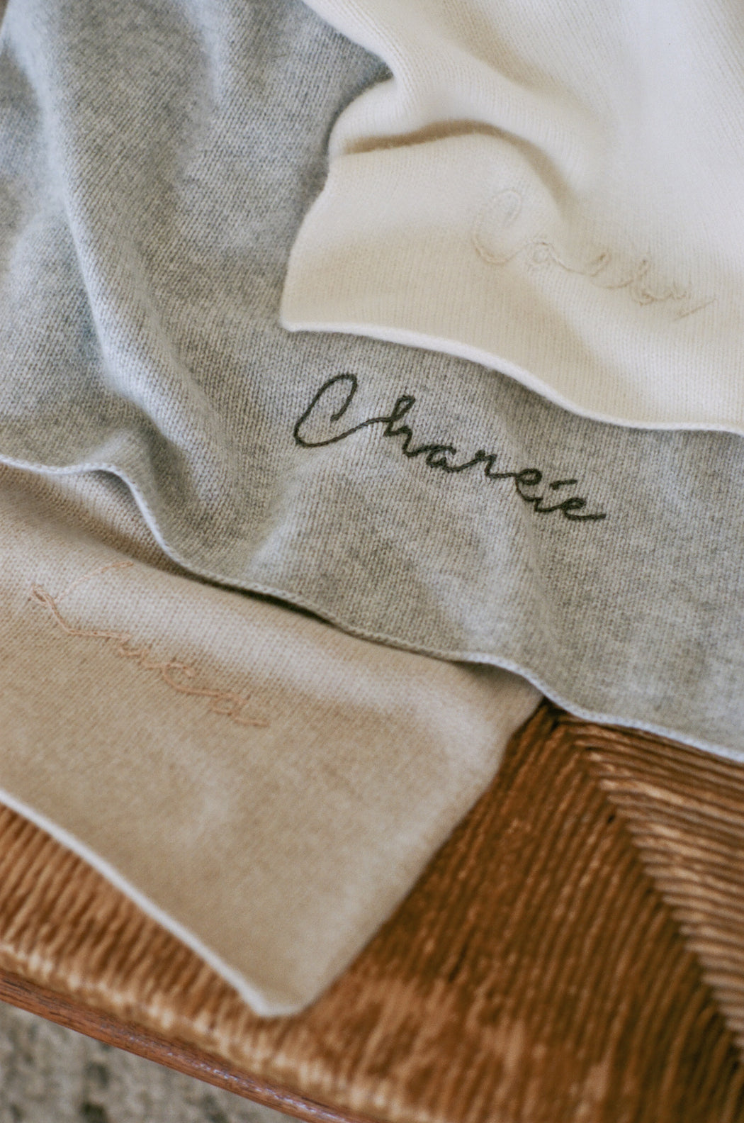 Italian Cashmere Jersey Knit Baby / Travel Blanket - Cloud