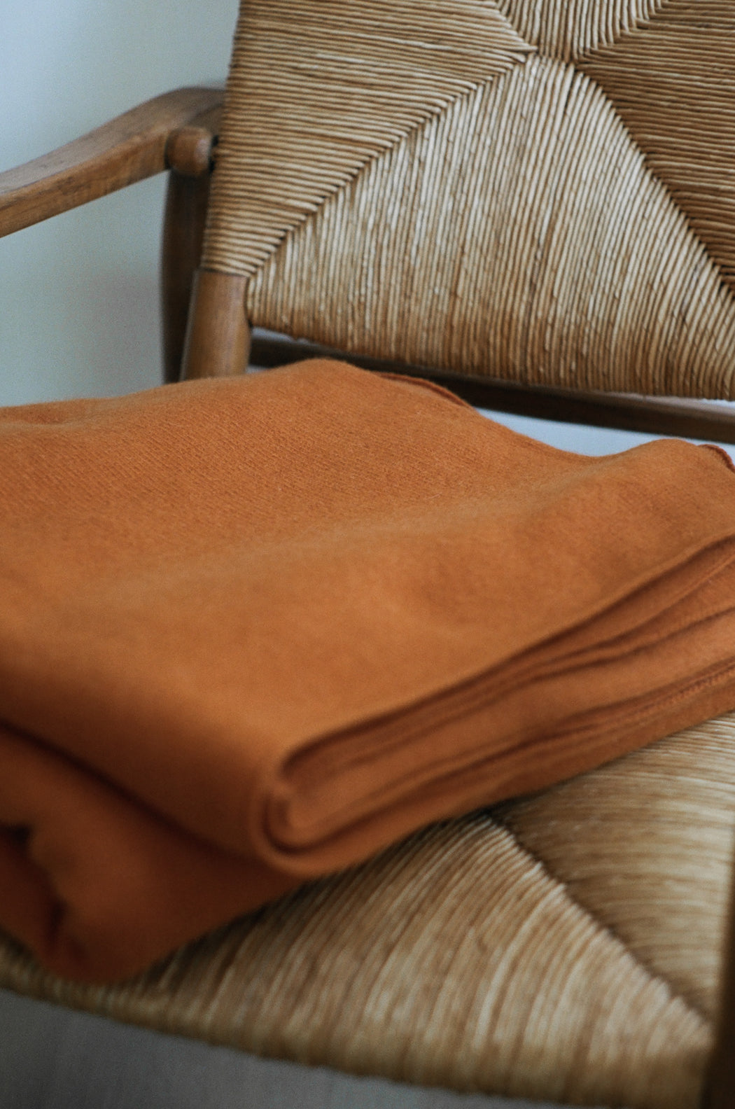 Oversized Italian Cashmere Jersey Knit Blanket - Tumeric