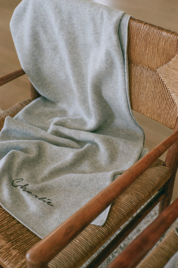 Italian Cashmere Jersey Knit Baby / Travel Blanket - Smoke