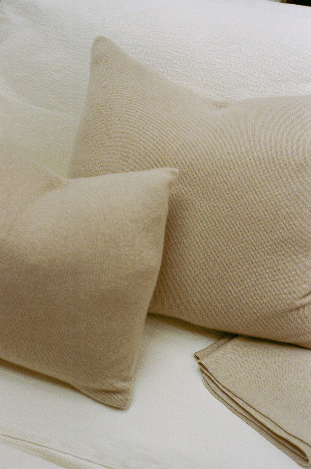 Italian Cashmere Jersey Knit Down Pillow - Sand
