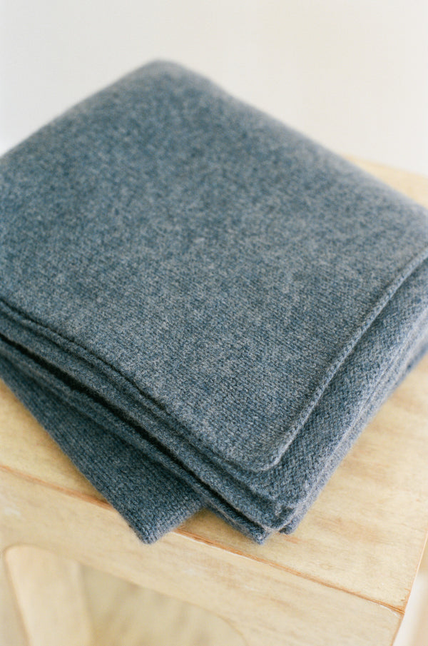 Italian Cashmere Jersey Knit Baby / Travel Blanket - Denim