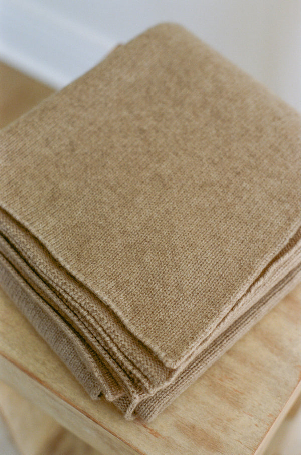 Italian Cashmere Jersey Knit Baby / Travel Blanket - Oat