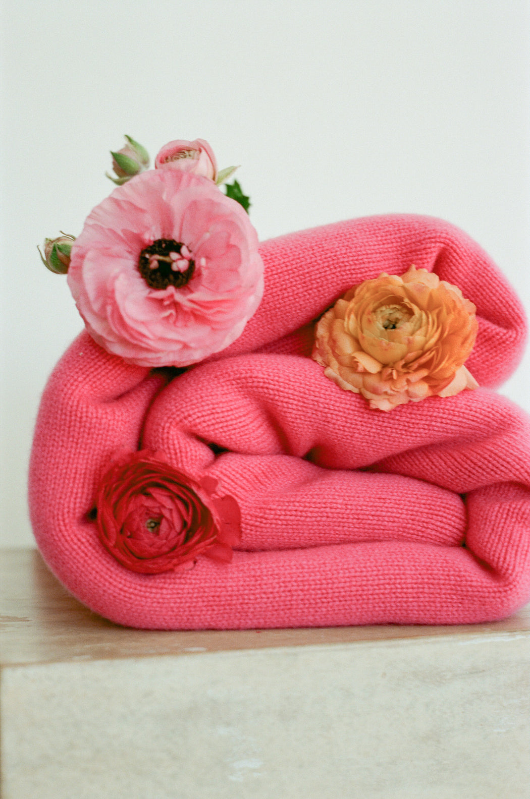 Oversized Italian Cashmere Jersey Knit Blanket - Camelia